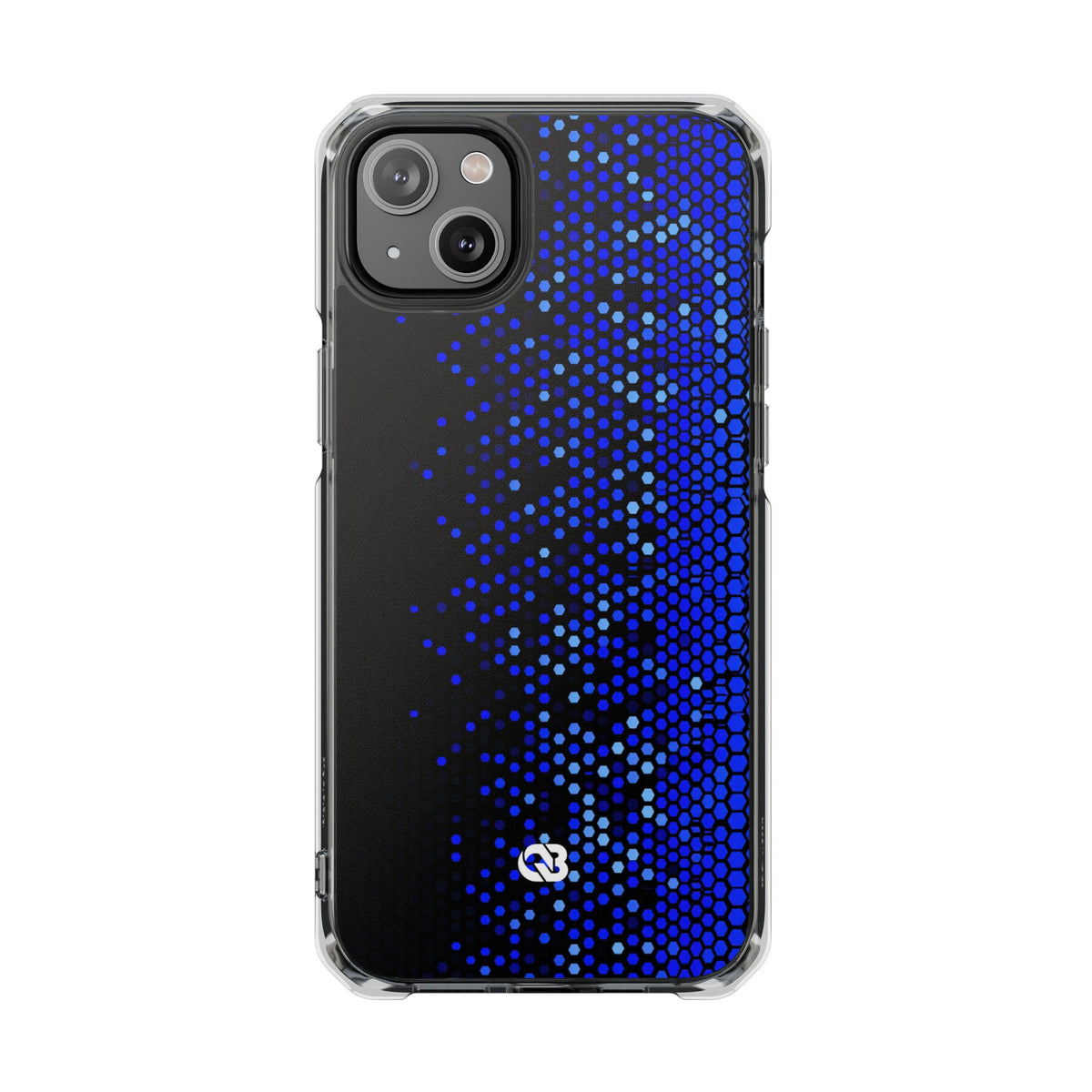 Cobalt Hex Dispersion · Clear Impact Magnetic Phone Case for iPhone · Blue