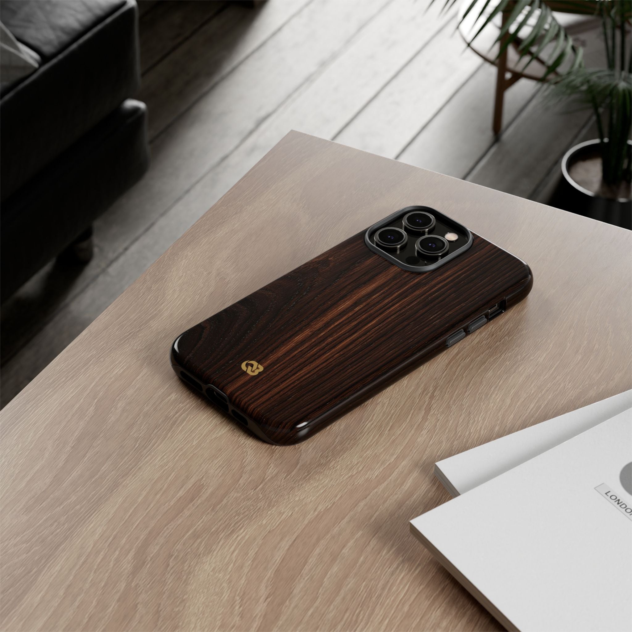 Brown Tough Phone Case for iPhone - Burnished Mahogany Grain