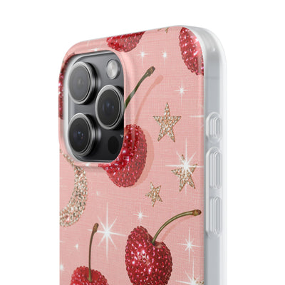 Bedazzled Ruby Cherries · Lite Phone Case for iPhone ·  Pink