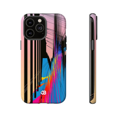 Blue Tough Phone Case for iPhone - Fractured Data Skyline
