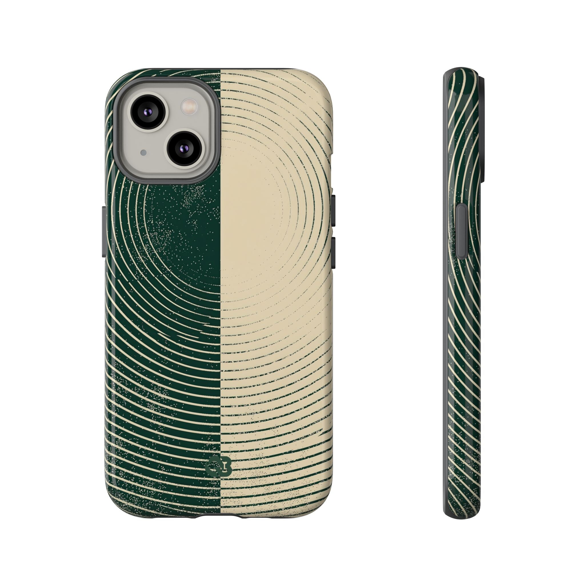Green Tough Phone Case for iPhone - Evergreen Split Grain