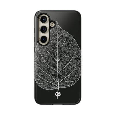 Black Tough Phone Case for Samsung - Bleached Leaf Lattice