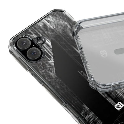 Black Impact MagSafe Phone Case for iPhone - Ghost Urban Wireframe