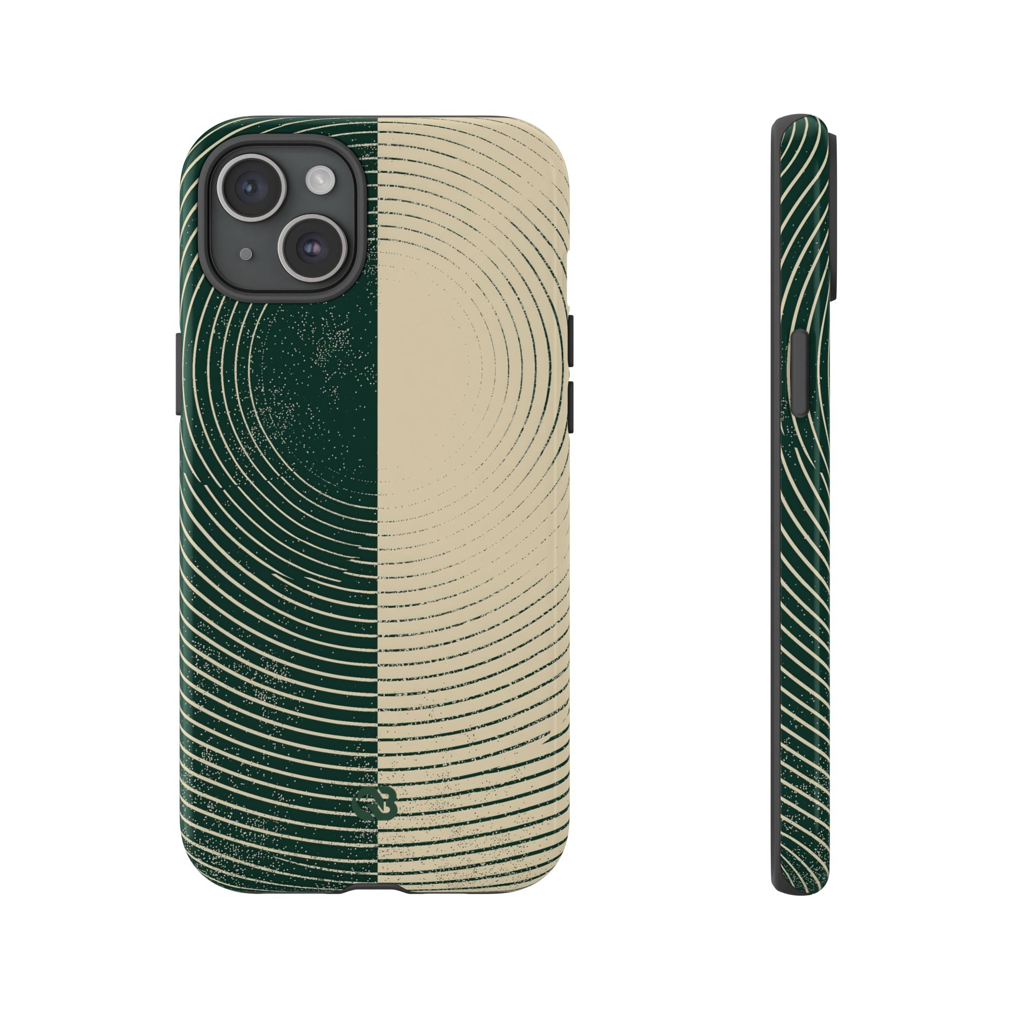 Green Tough Phone Case for iPhone - Evergreen Split Grain