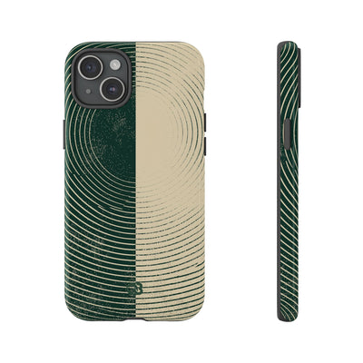 Green Tough Phone Case for iPhone - Evergreen Split Grain