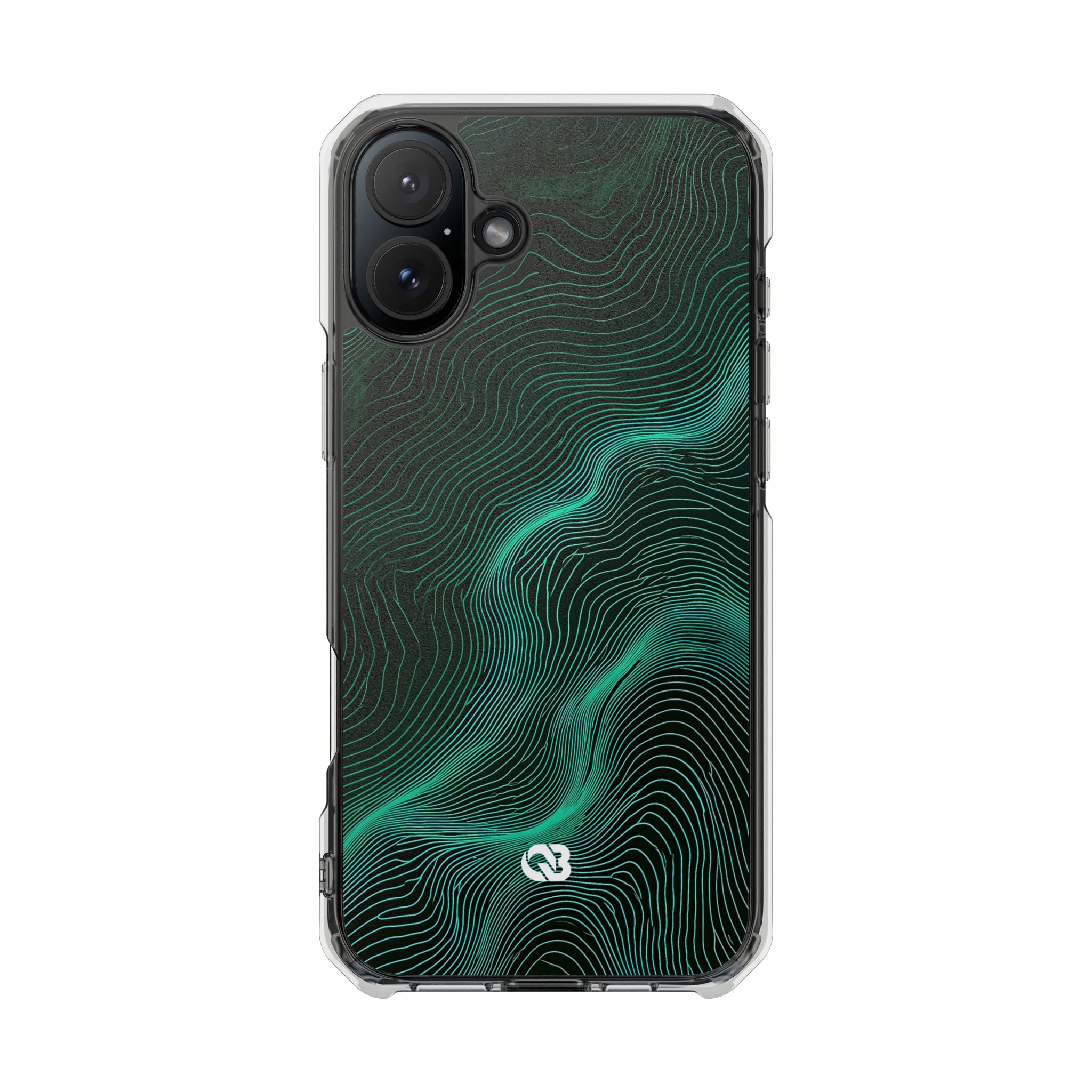 Teal Impact MagSafe Phone Case for iPhone - Neon Jade Contour