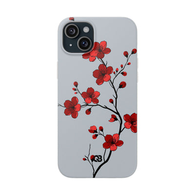 Grey Lite Phone Case for iPhone - Crimson Blossom Onyx