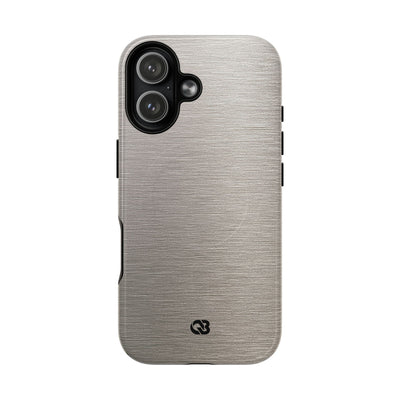 Grey Tough 2.0 Magsafe Phone Case for iPhone - Brushed Nickel Linen