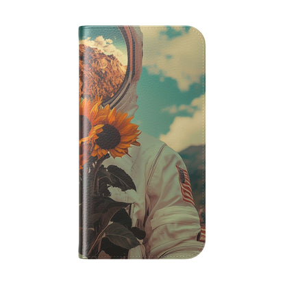 Auringonkukka Astronaut - iPhone 15 -case -lompakkovaihtoehto