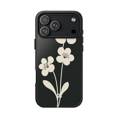 Black Tough Phone Case for iPhone - Obsidian Cream Bloom