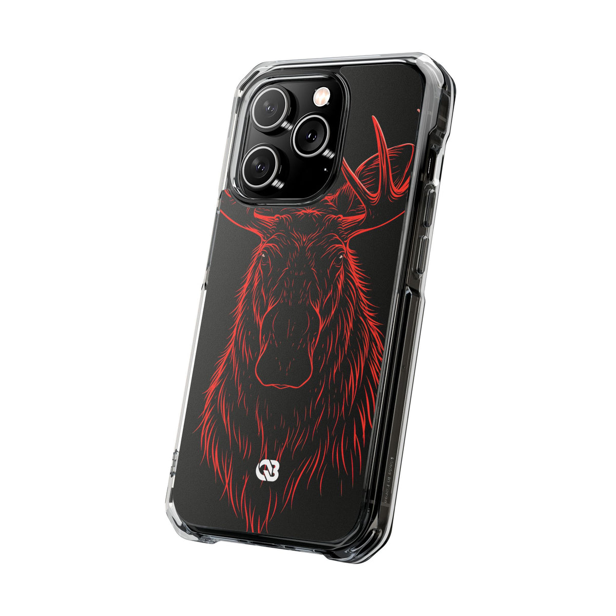 Nordic Moose Contour · Clear Impact Magnetic Phone Case for iPhone ·  Red