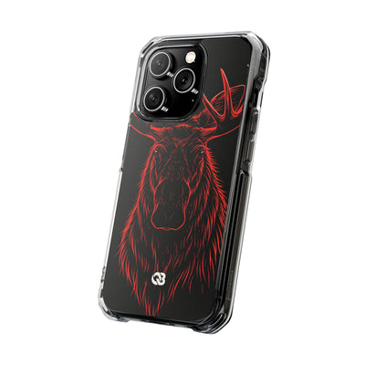 Nordic Moose Contour · Clear Impact Magnetic Phone Case for iPhone ·  Red