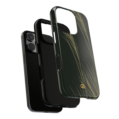 Green Tough Phone Case for iPhone - Midnight Gilded Grass