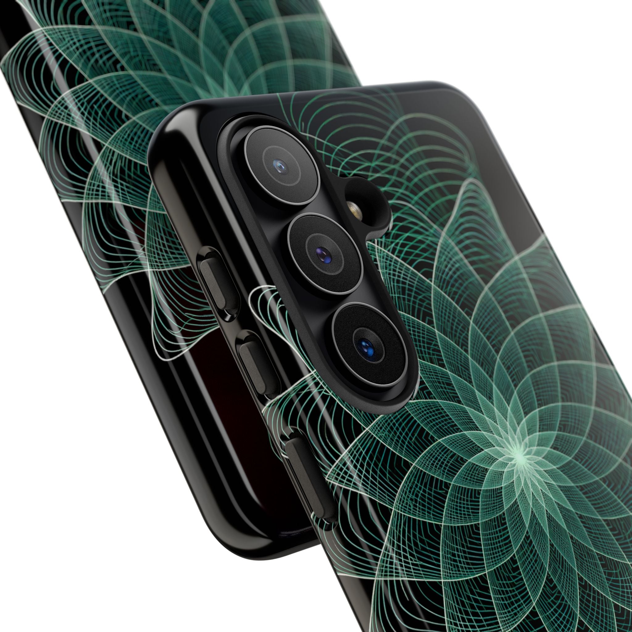 Green Tough Phone Case for Samsung - Cyan Signal Bloom