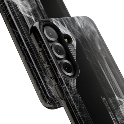 Black Tough Phone Case for Samsung - Ghost Urban Wireframe