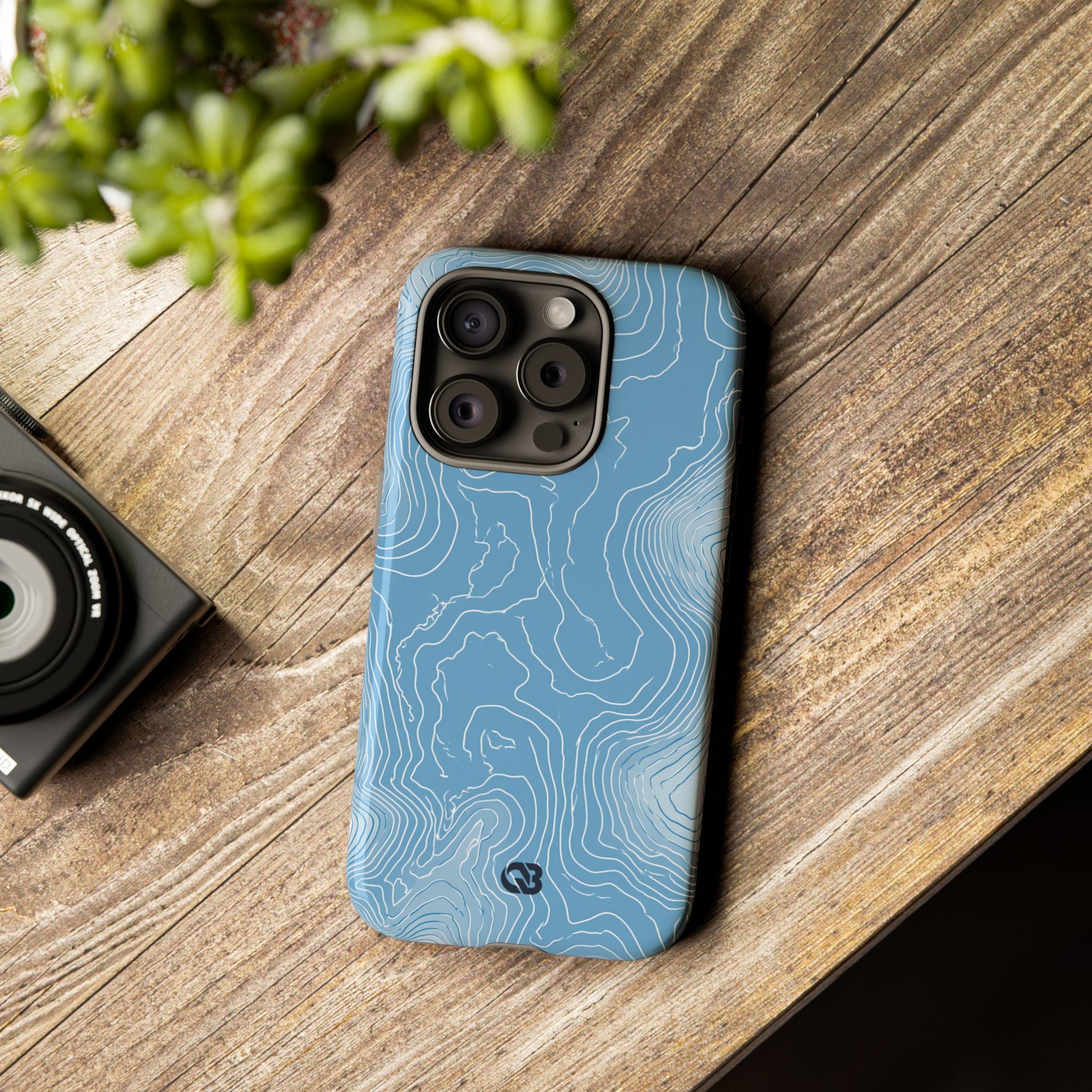 Blue Tough Phone Case for iPhone - Glacial Ridge Topo