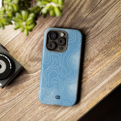Blue Tough Phone Case for iPhone - Glacial Ridge Topo