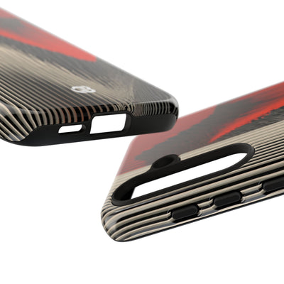Red Tough Phone Case for Samsung - Crimson Pulse Topo