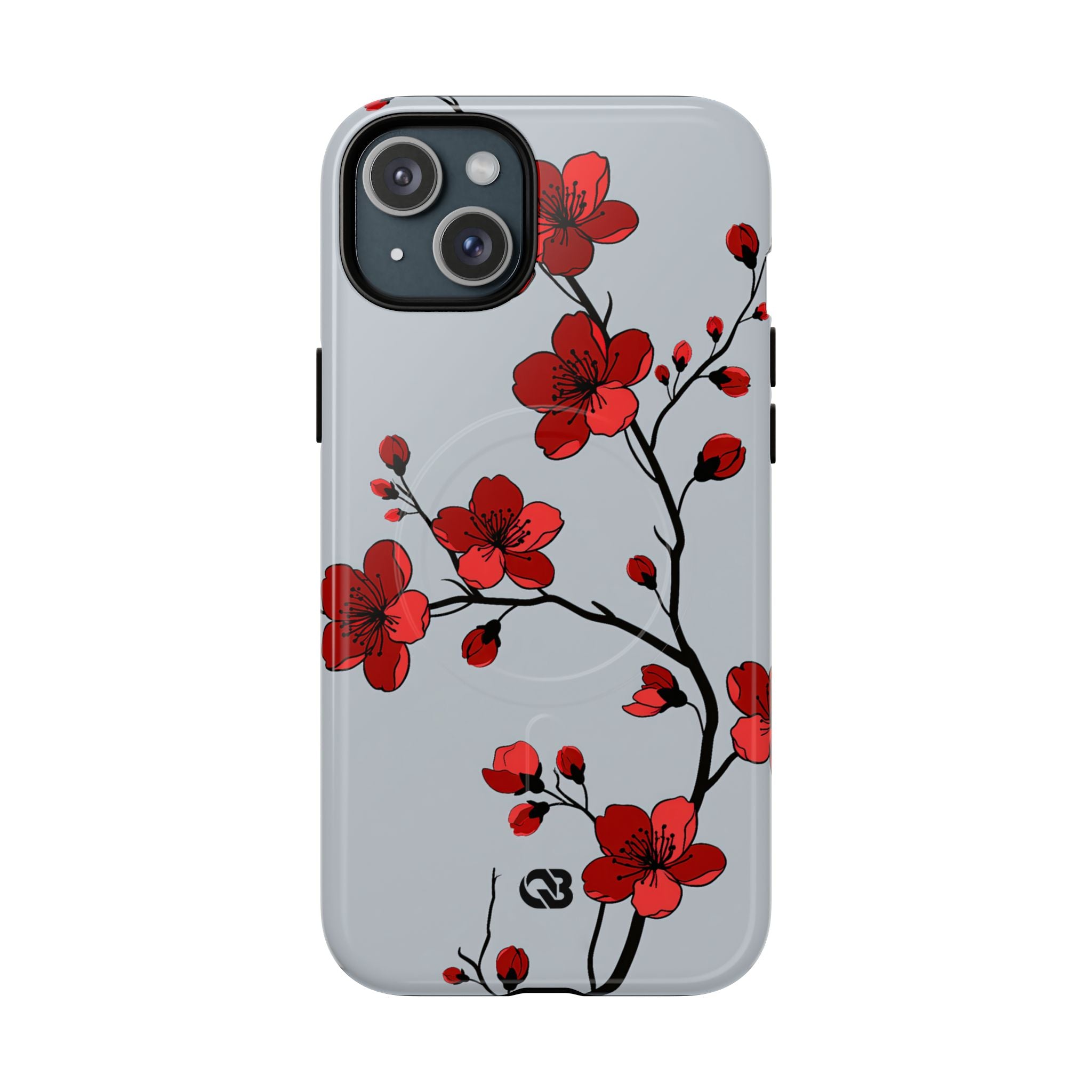 Grey Tough 2.0 Magsafe Phone Case for iPhone - Crimson Blossom Onyx
