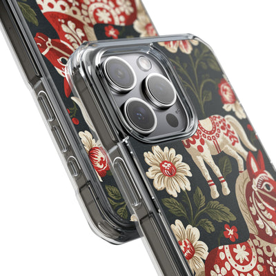 Nordic Dala Meadow · Clear Impact Magnetic Phone Case for iPhone · Red