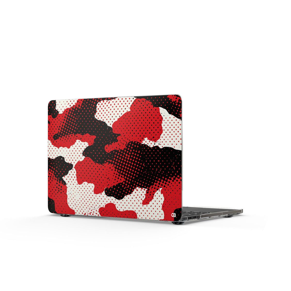 Crimson Halftone Camo · Clear Hard Case for MacBook · Red