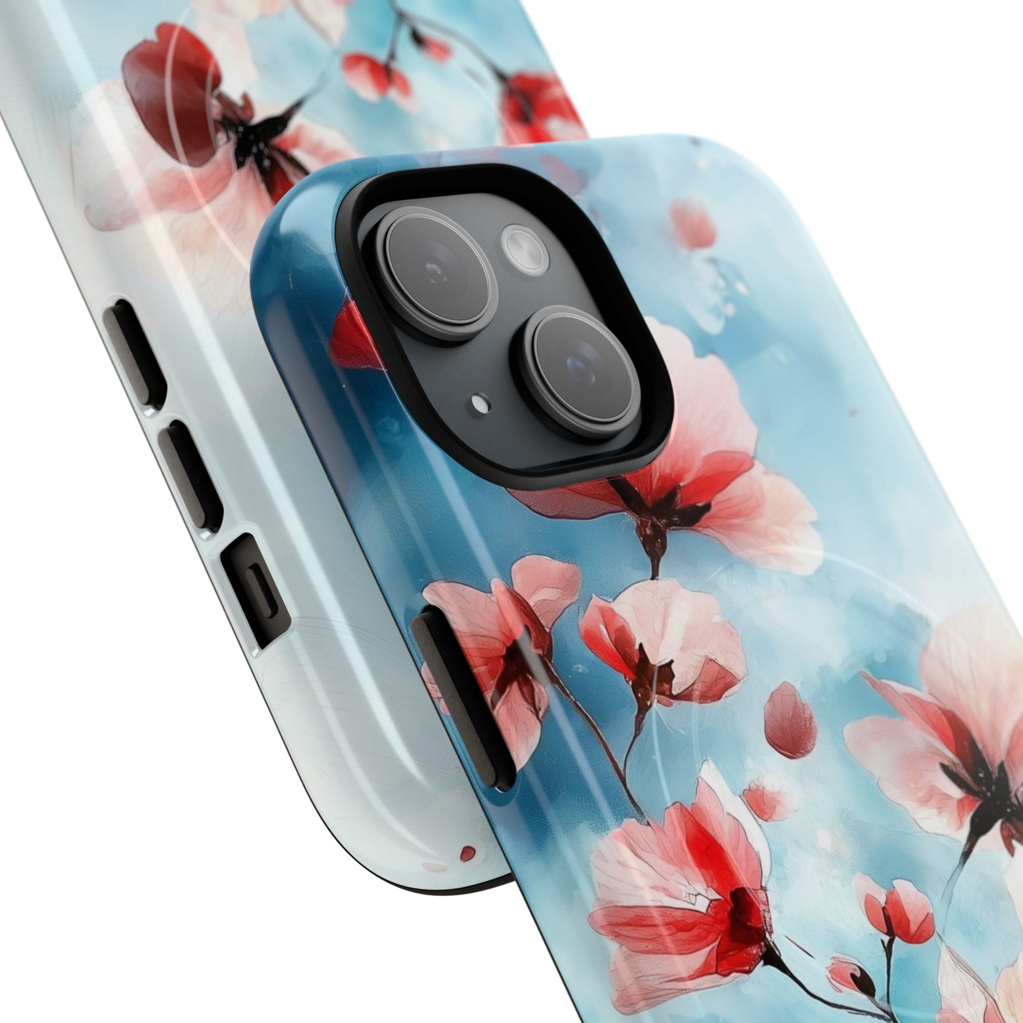 Pink Blossom Drift iPhone 15 Skal - Tough+