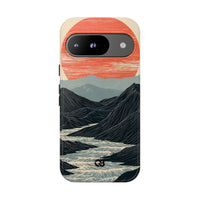 Beige Tough Phone Case for Google Pixel - Crimson Ridge Flow