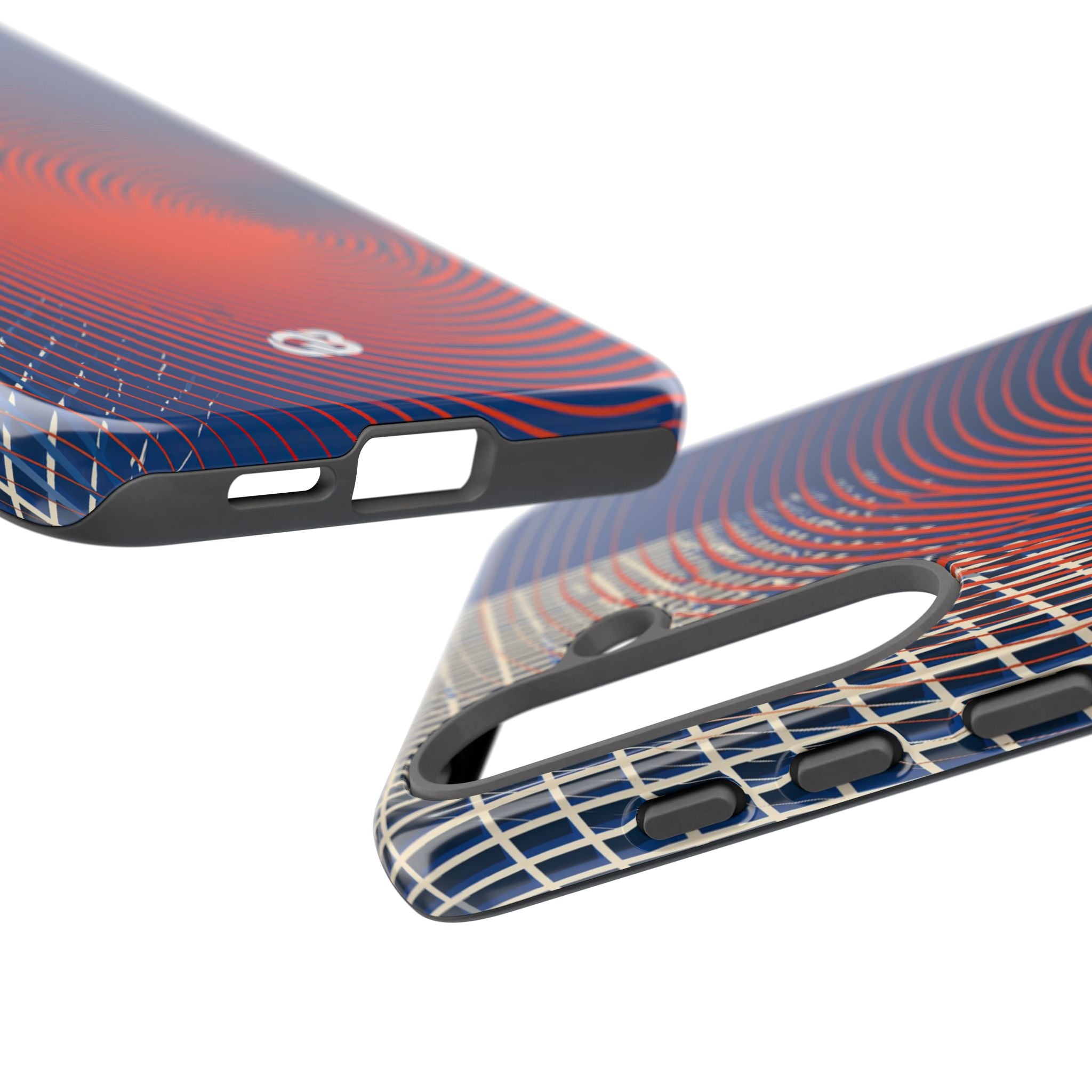 Blue Tough Phone Case for Samsung - Orange Orbit Grid