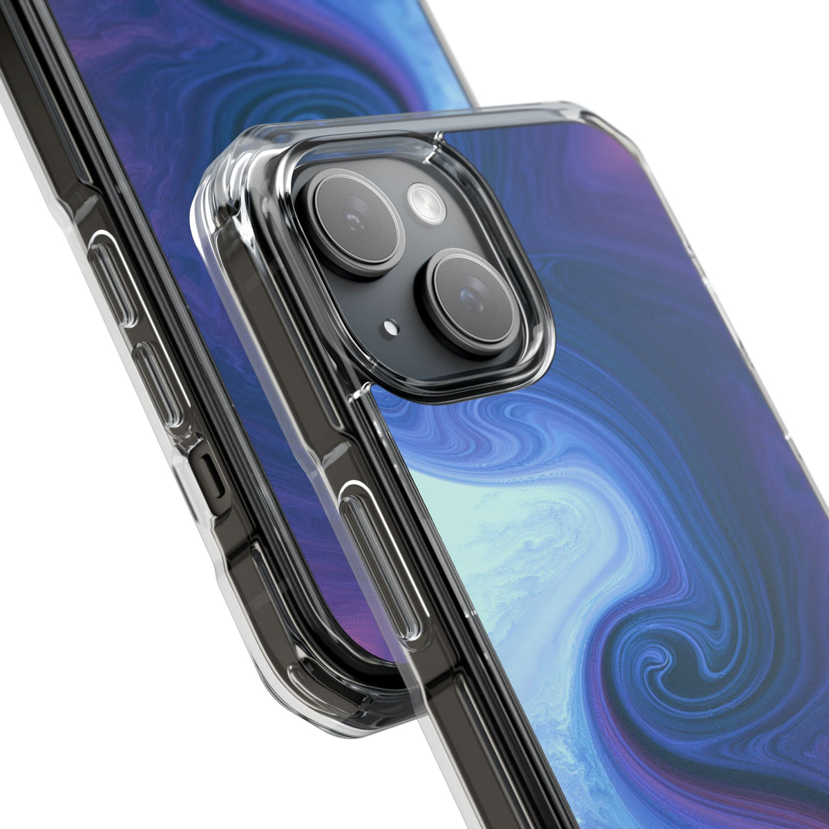 Azure Fluid Swirl · Clear Impact Magnetic Phone Case for iPhone · Blue