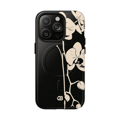 Black Tough 2.0 Magsafe Phone Case for iPhone - Obsidian Bone Orchid