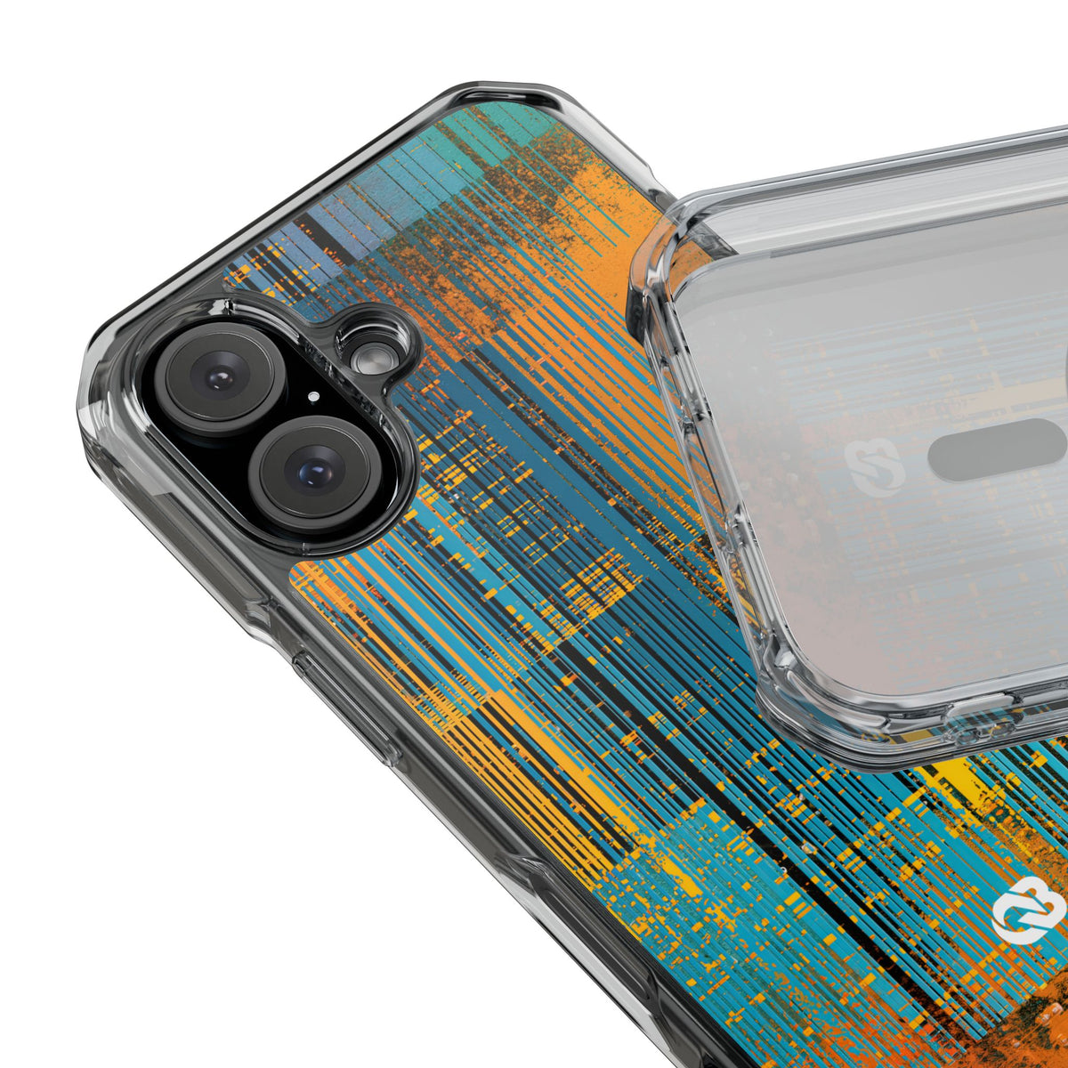 Cyber Glitch Stream · Clear Impact Magnetic Phone Case for iPhone · Teal