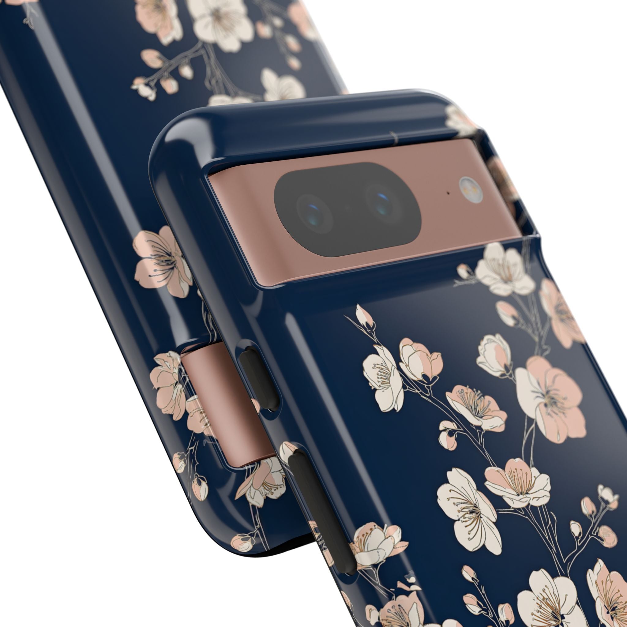 Blue Tough Phone Case for Google Pixel - Midnight Peach Sakura