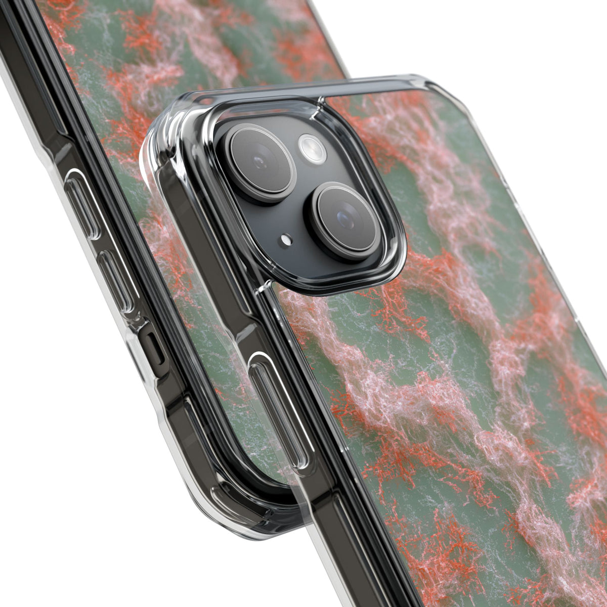 Coral Pixel Matrix · Clear Impact Magnetic Phone Case for iPhone · Green