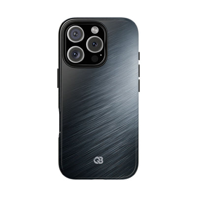 Grey Tough Phone Case for iPhone - Charcoal Brushed Steel