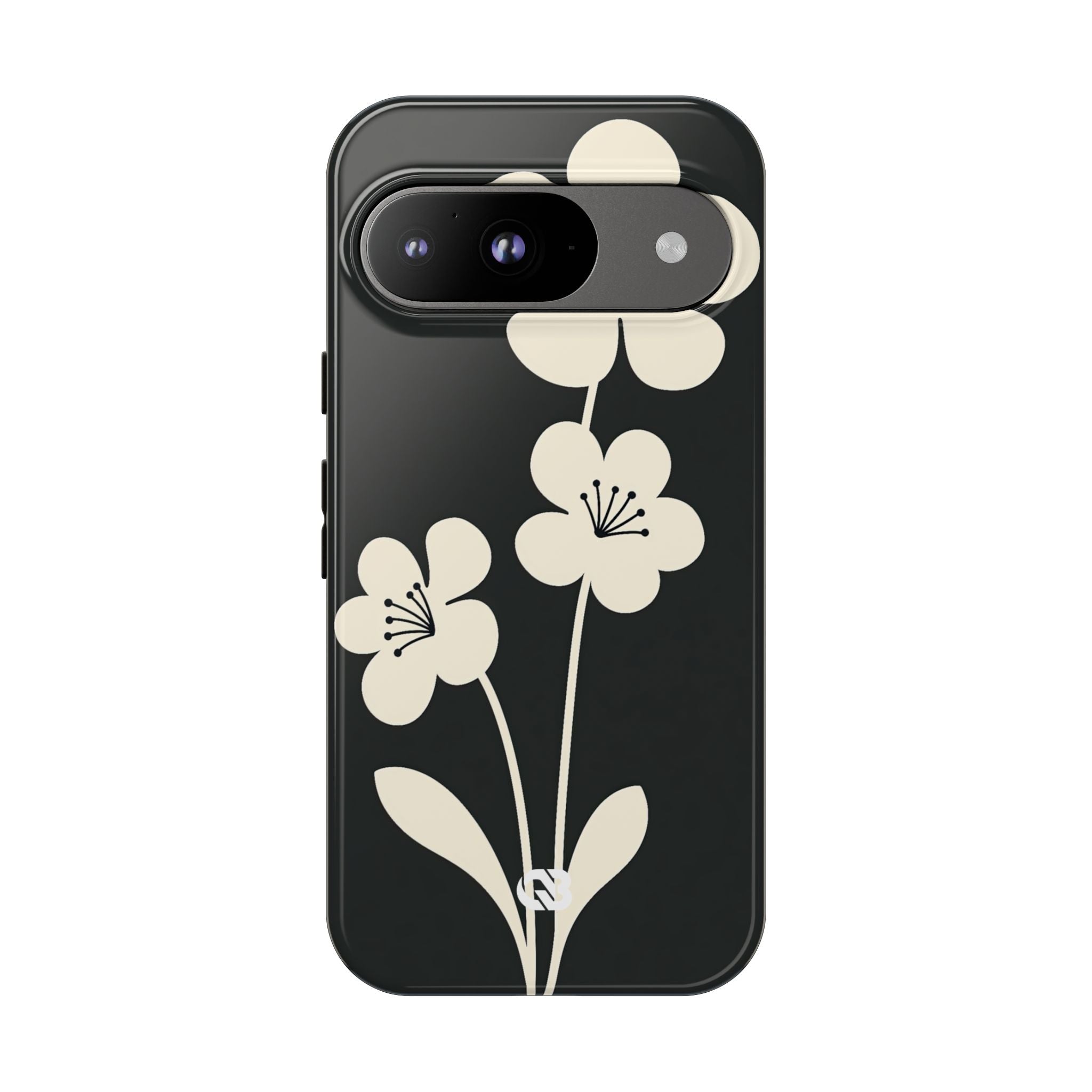 Black Tough Phone Case for Google Pixel - Obsidian Cream Bloom