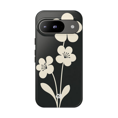 Black Tough Phone Case for Google Pixel - Obsidian Cream Bloom