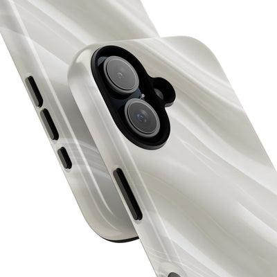White Tough Phone Case for iPhone - Polished Ivory Wave