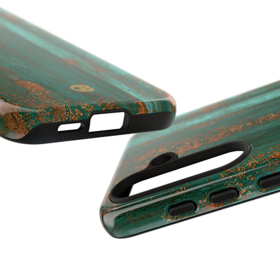 Teal Tough Phone Case for Samsung - Verdigris Copper Siding
