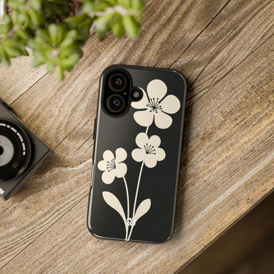 Black Tough Phone Case for iPhone - Obsidian Cream Bloom