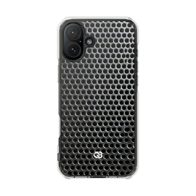 Brushed Perforated Steel · Clear Impact Magnetic Phone Case for iPhone ·  Silver