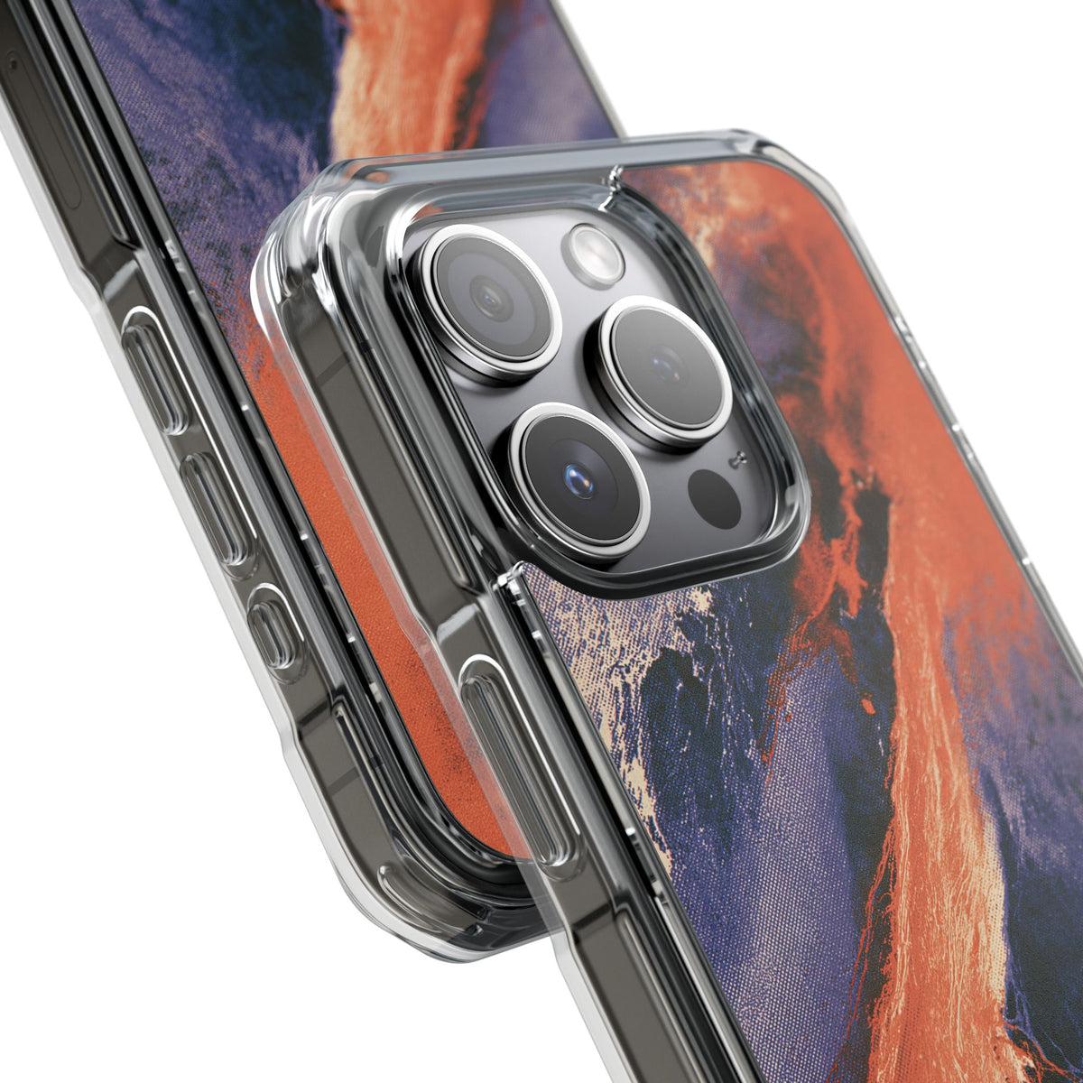 Solar Aura Drift · Clear Impact Magnetic Phone Case for iPhone · Orange