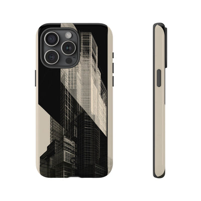 Beige Tough Phone Case for iPhone - Monolith Urban Grid