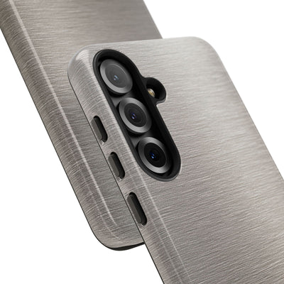 Grey Tough Phone Case for Samsung - Brushed Nickel Linen