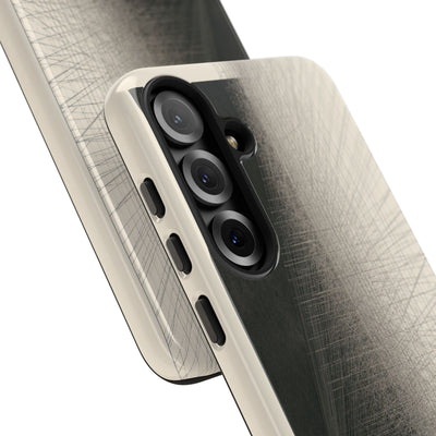 Beige Tough Phone Case for Samsung - Brutalist Graphite Grid