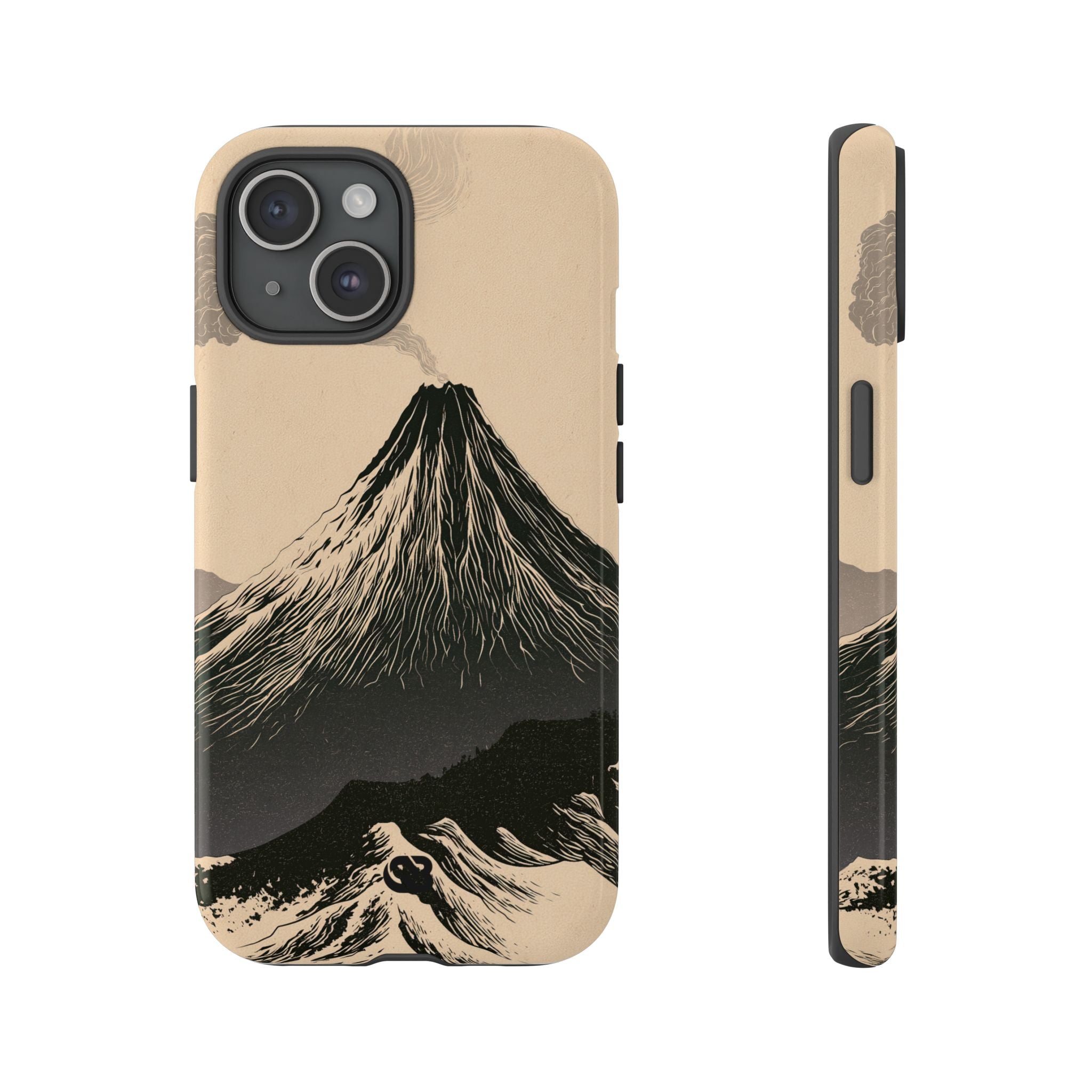 Beige Tough Phone Case for iPhone - Obsidian Ink Summit