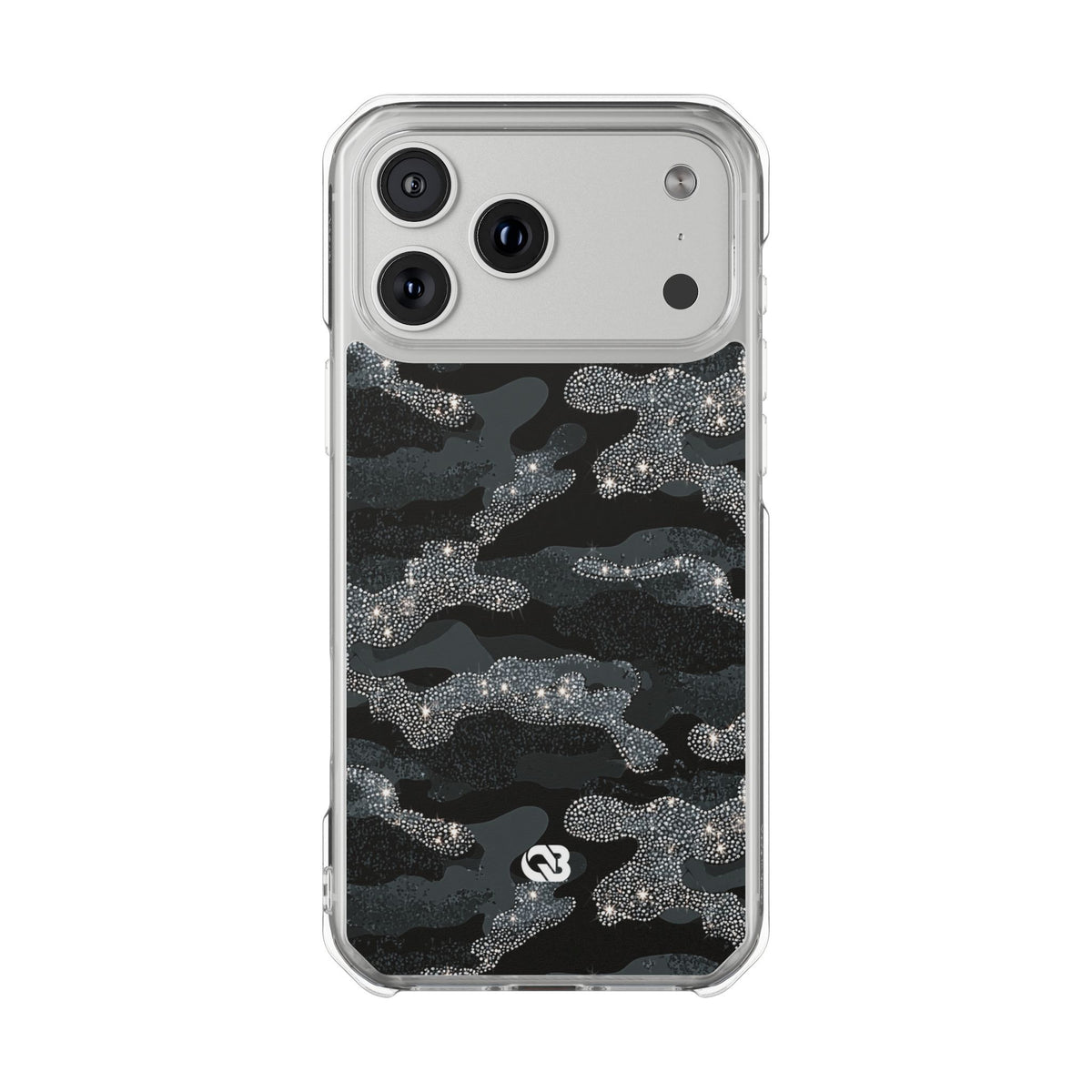 Glitter Shadow Camo · Clear Impact Magnetic Phone Case for iPhone · Black