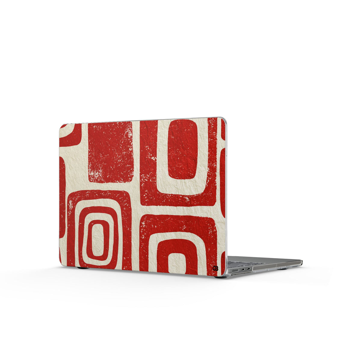 Vermilion Block Motif · Clear Hard Case for MacBook · Red