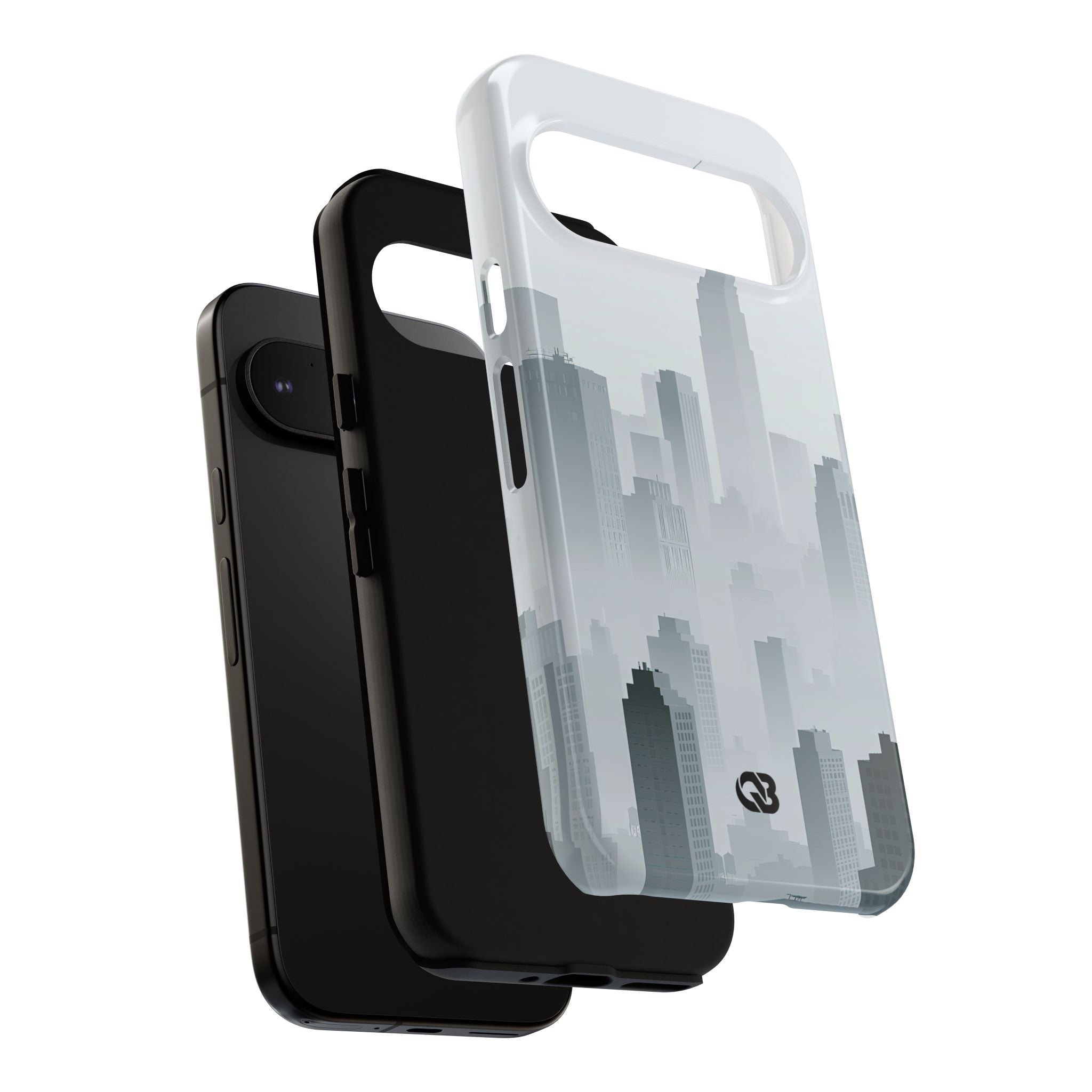 Grey Tough Phone Case for Google Pixel - Steel Mist Skyline