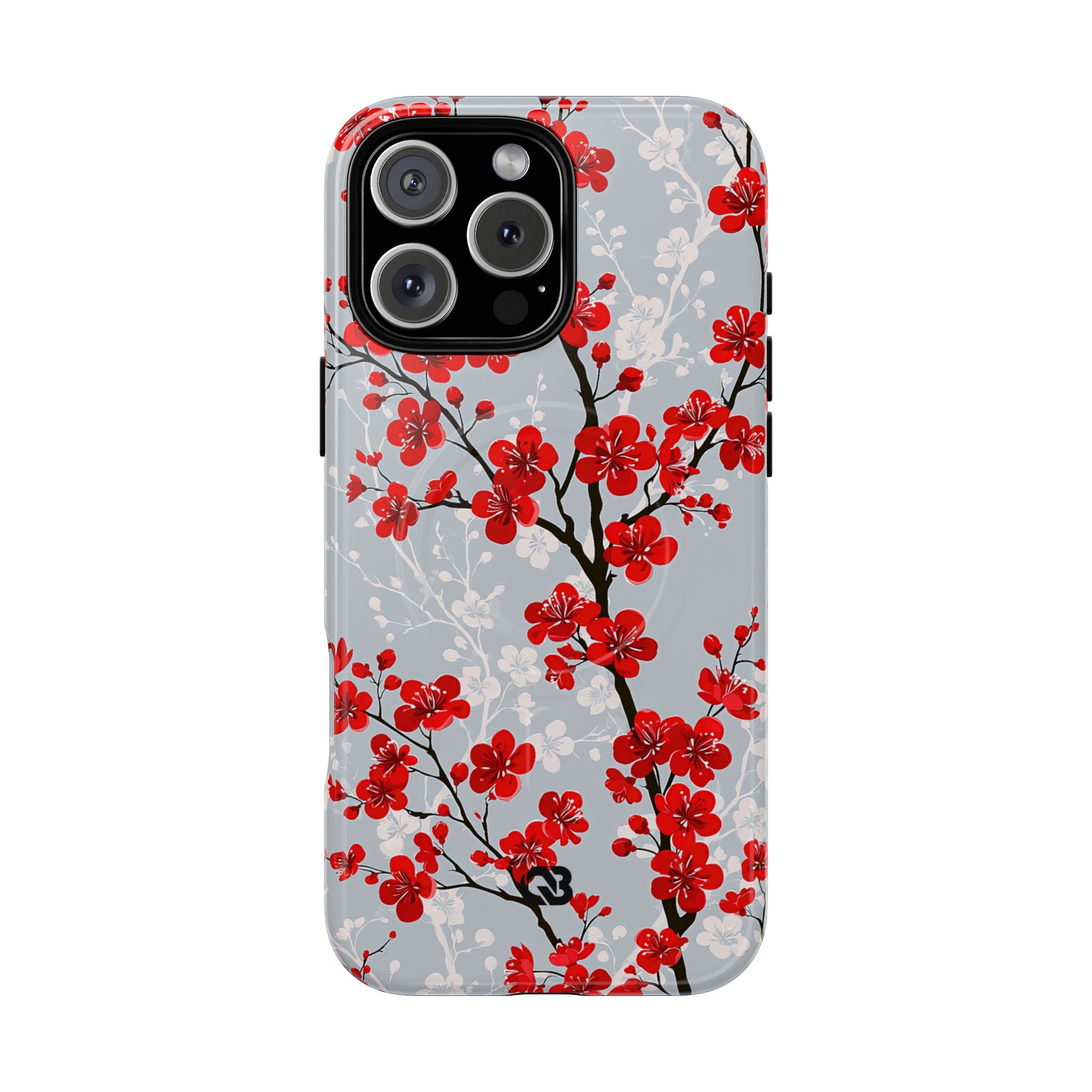 Grey Tough 2.0 Magsafe Phone Case for iPhone - Crimson Sakura Slate
