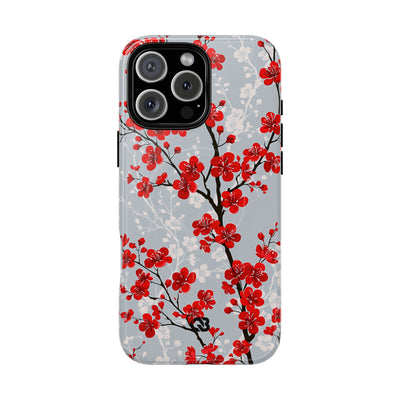 Grey Tough 2.0 Magsafe Phone Case for iPhone - Crimson Sakura Slate